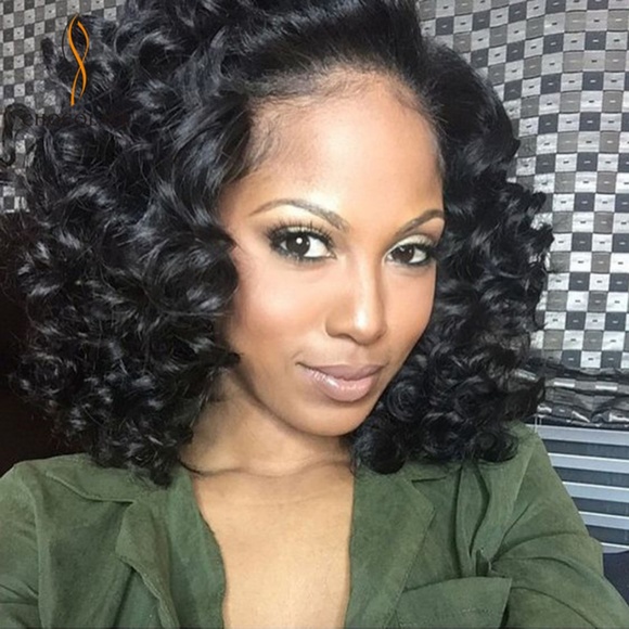 Deep Curly Human hair Lace Front Bob Wig 10 inch
